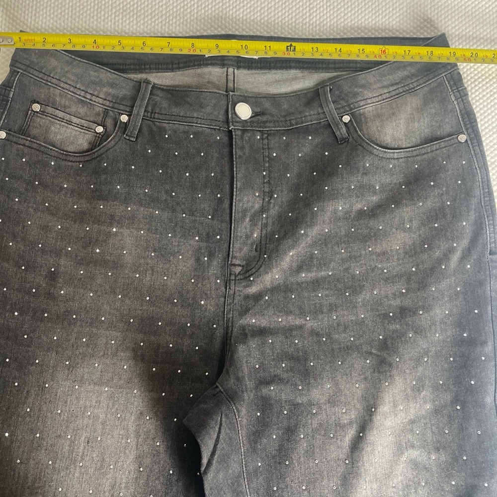Rebecca Minkoff Jeans Women 16W Rhinestone Embellished Straight Stretch Faded